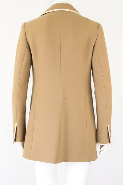 Vintage F/W 1996 Prada Wool Angora Blend Tan Beige Runway Coat / IT 46 (M-L)