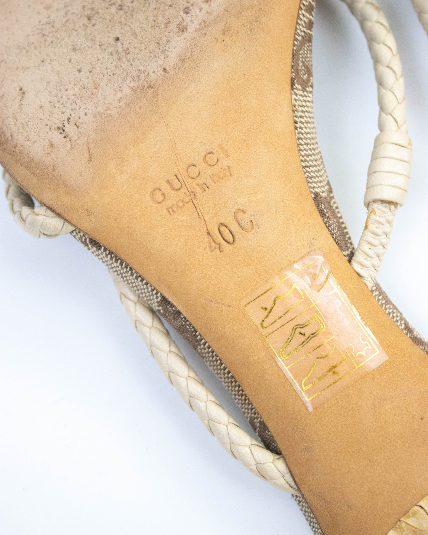 Vintage F/W 2002 Gucci Monogram Canvas Kitten Heel Mules / 40 (US 10)