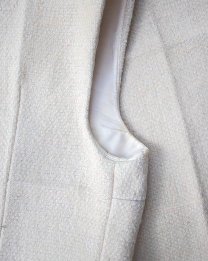 Vintage F/W 1998 Prada Ivory Wool Nylon Creased Top And Skirt Set / IT 40 (XS-S)