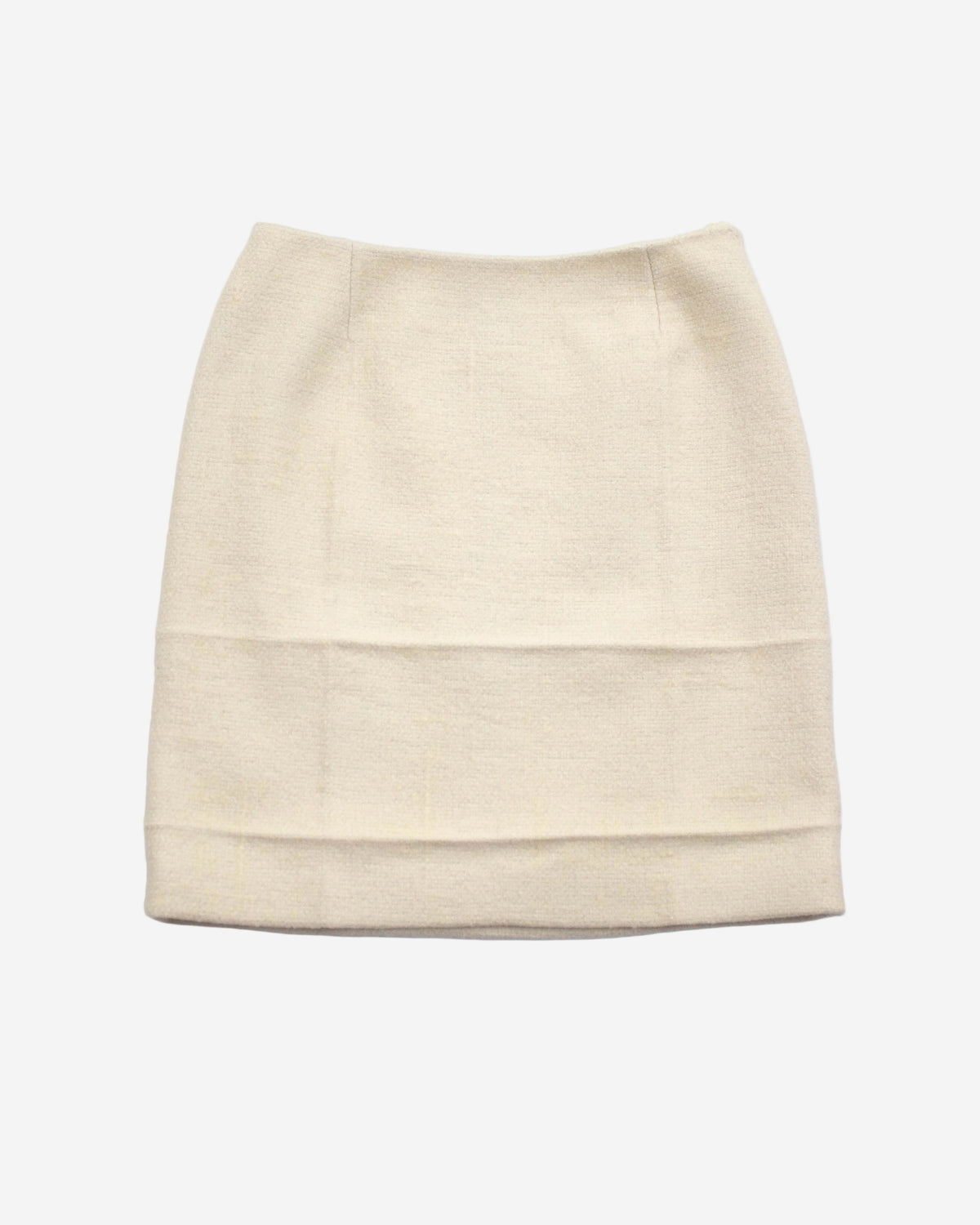 Vintage F/W 1998 Prada Ivory Wool Nylon Creased Top And Skirt Set / IT 40 (XS-S)