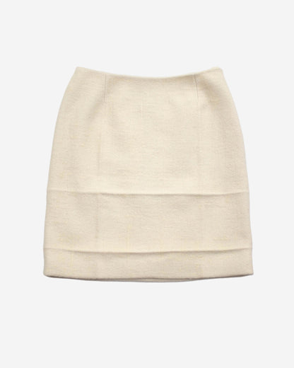 Vintage F/W 1998 Prada Ivory Wool Nylon Creased Top And Skirt Set / IT 40 (XS-S)