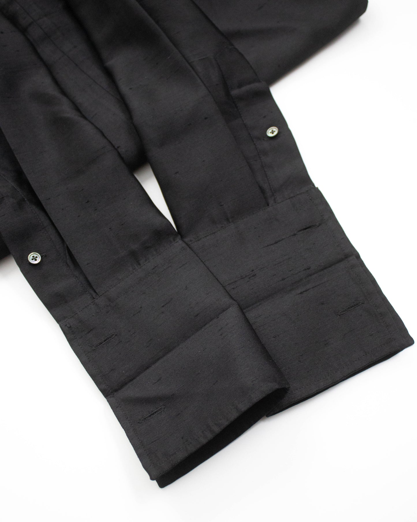 Vintage S/S 1996 Ralph Lauren Collection Black Raw Silk Shirt Dress / S