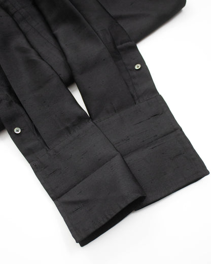 Vintage S/S 1996 Ralph Lauren Collection Black Raw Silk Shirt Dress / S