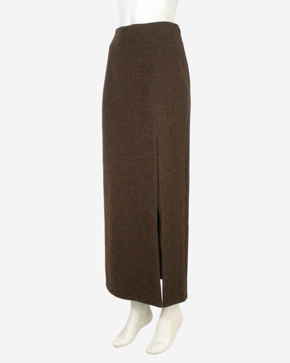 Miu Miu F/W 2020 Brown Shetland Wool Runway Skirt Suit / XS