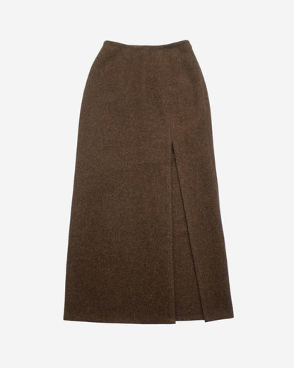 Miu Miu F/W 2020 Brown Shetland Wool Runway Skirt Suit / XS