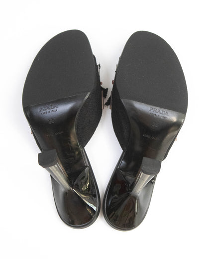Vintage S/S 1998 Prada Beaded Glass-like Heel Mules / 36 (US 6)