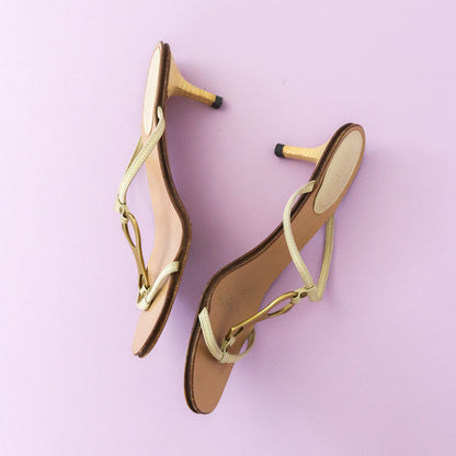 Vintage Gucci by Tom Ford Leather Kitten Heel Mules Metal Horsebit Detail / 37 (US 7)