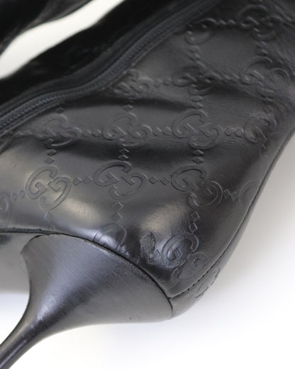 Vintage Gucci by Tom Ford Black Guccissima Monogram Leather Boots / 37 (US 7)