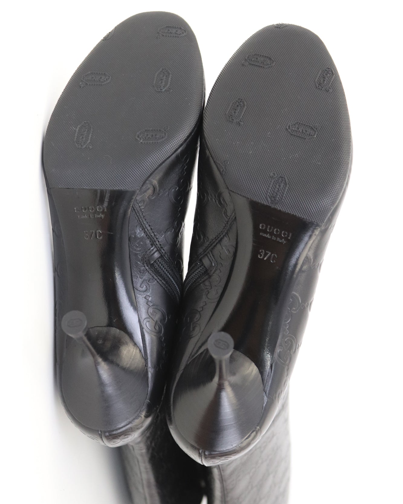 Vintage Gucci by Tom Ford Black Guccissima Monogram Leather Boots / 37 (US 7)