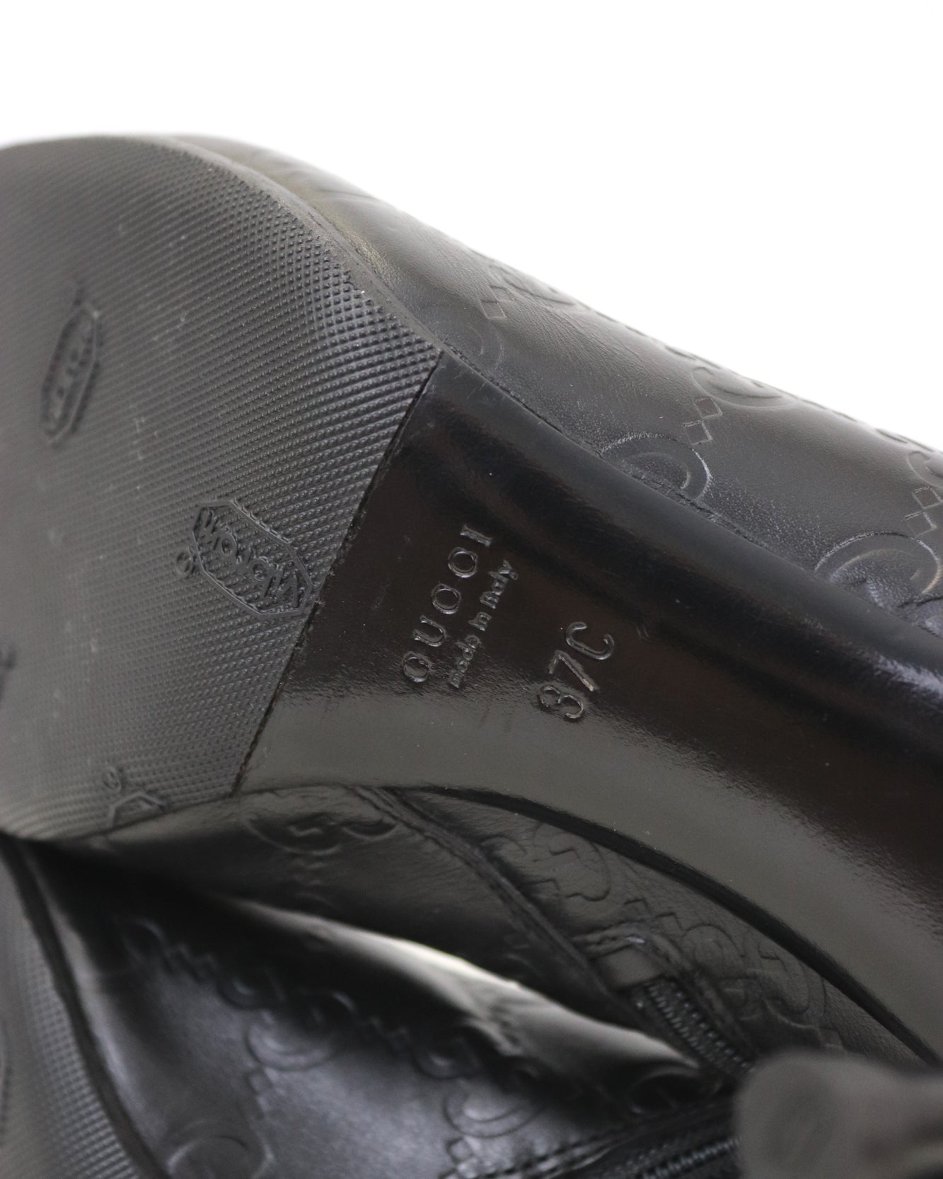 Vintage Gucci by Tom Ford Black Guccissima Monogram Leather Boots / 37 (US 7)