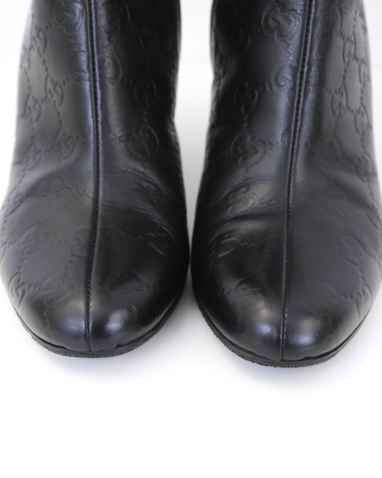 Vintage Gucci by Tom Ford Black Guccissima Monogram Leather Boots / 37 (US 7)