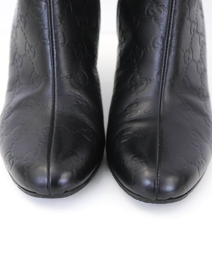 Vintage Gucci by Tom Ford Black Guccissima Monogram Leather Boots / 37 (US 7)