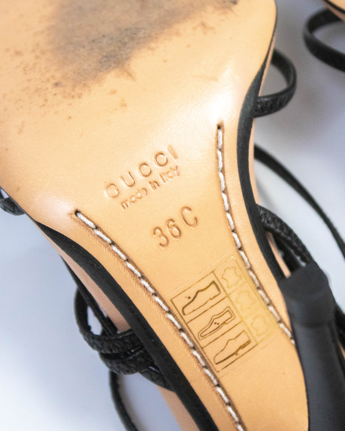 Vintage S/S 2003 Gucci Black Strappy Pointed Toe Heels / 36 (US 6)