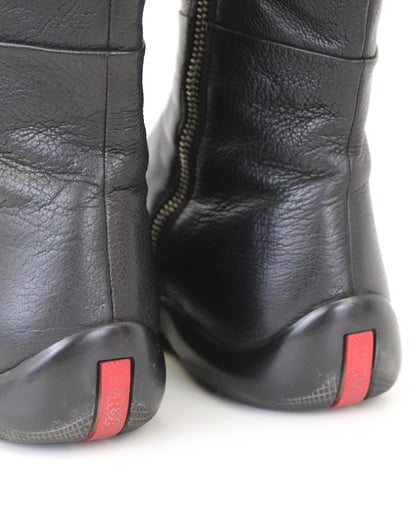 Vintage Prada Linea Rossa Leather Moto Boots / 36.5-37 (US 6.5-7)