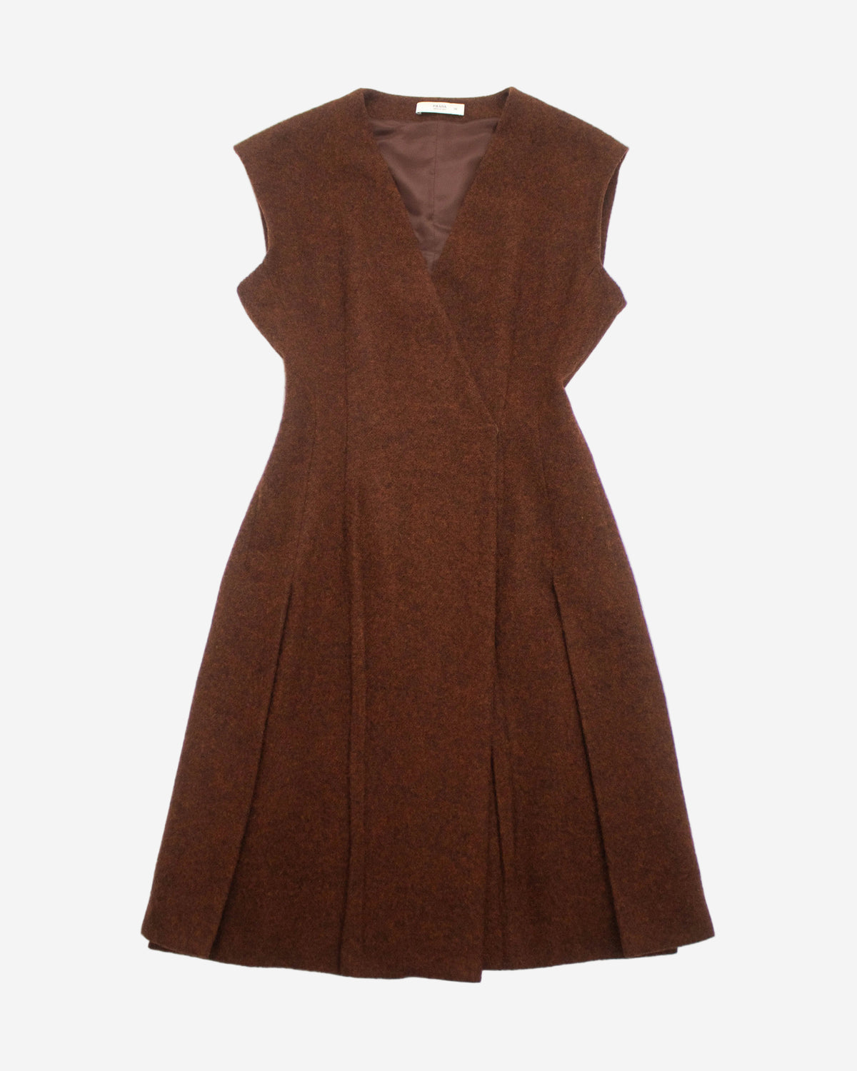 Vintage F/W 2009 Prada Terracotta Brown Wool Runway Dress / IT 38 (XS)