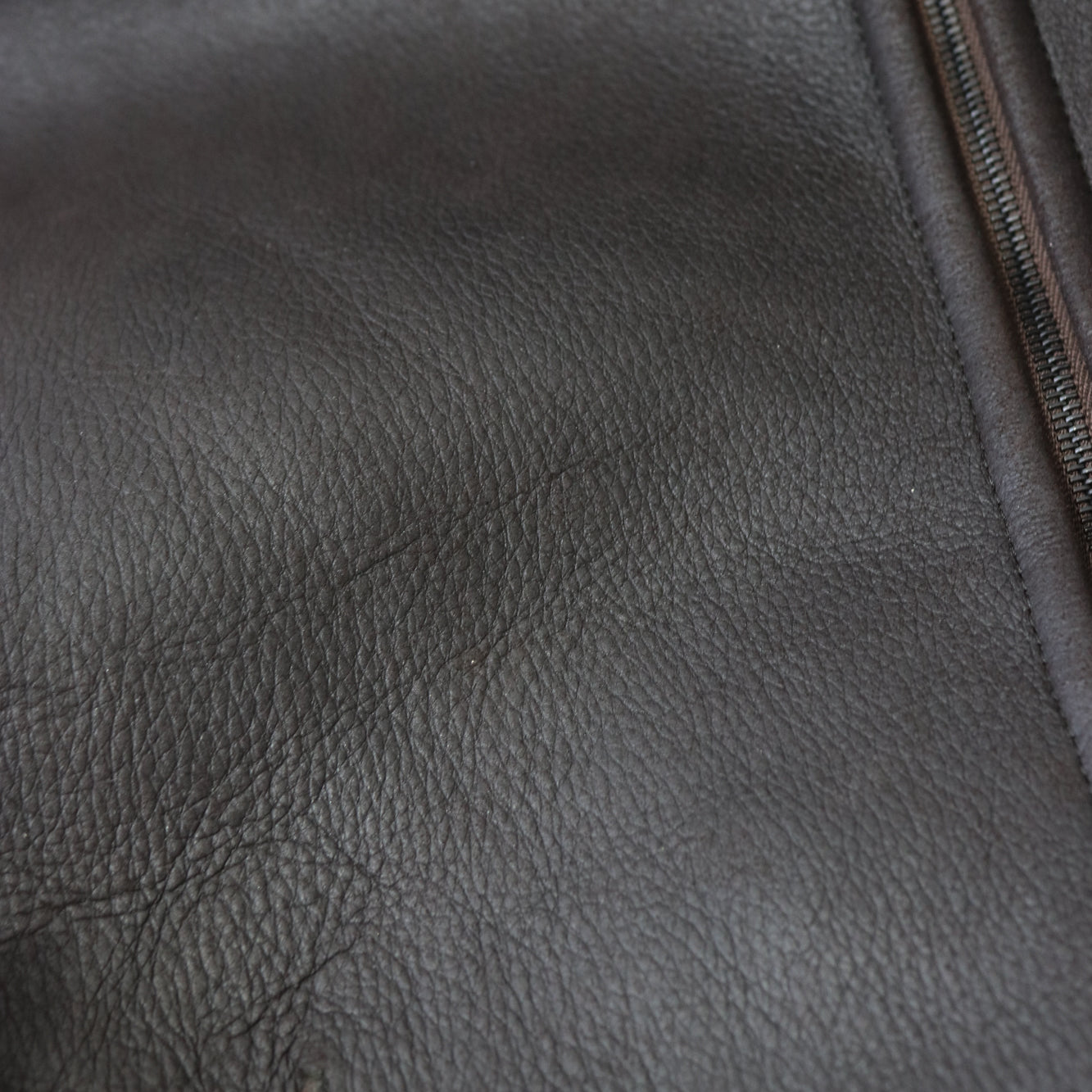 Vintage F/W 2001 Calvin Klein Collection Chocolate Brown Lightweight Leather Fur Shearling Jacket / S-M