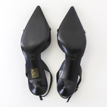 Vintage Gucci by Tom Ford Black Leather Slingback Heels Metal Horsebit Logo / 35.5 (36)