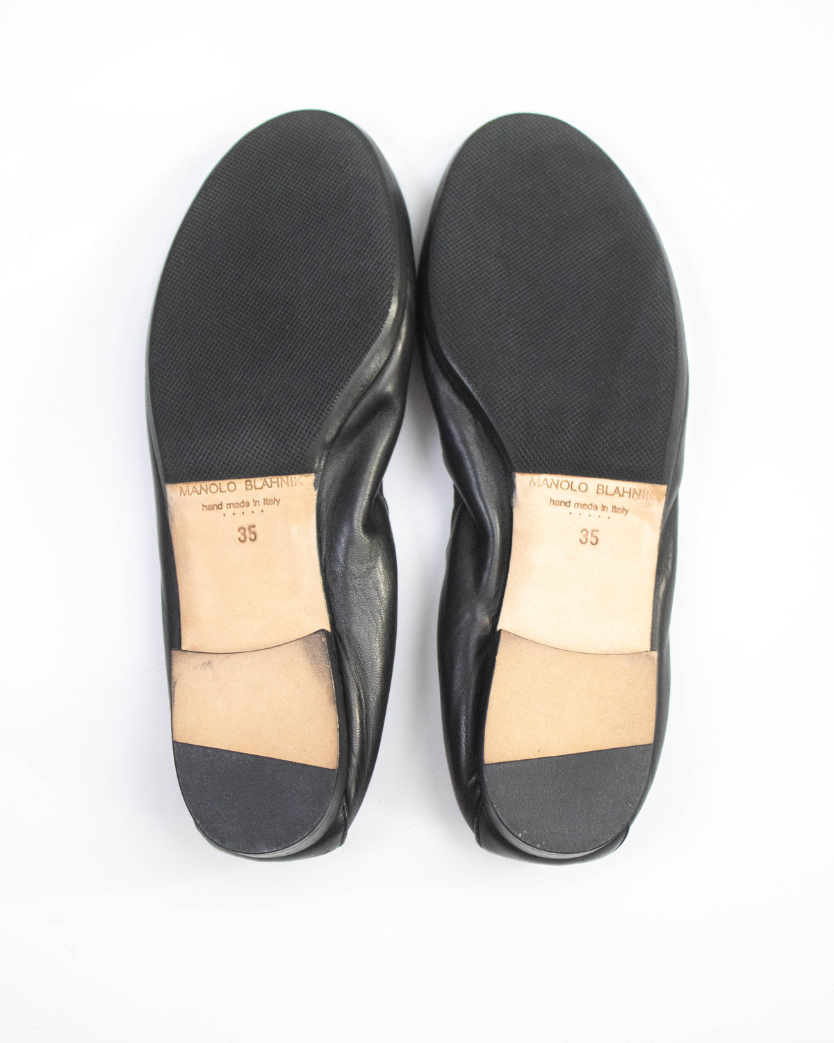 Manolo Blahnik Tobaly Black Soft Leather Ballet Flats / 35 (US 5)