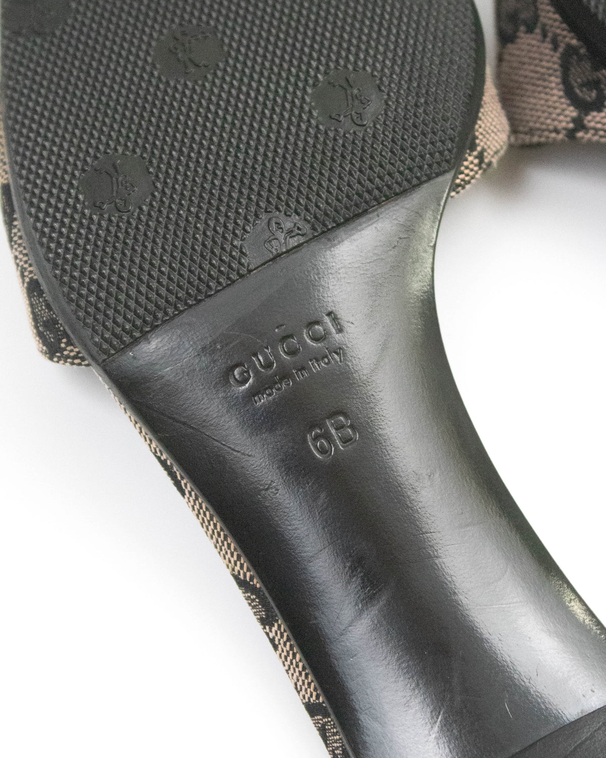 Vintage Gucci Monogram Canvas Square Toe Mule Heels / 36 (US 6)