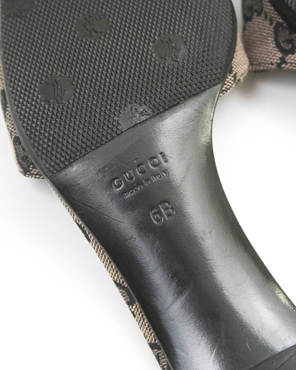 Vintage Gucci Monogram Canvas Square Toe Mule Heels / 36 (US 6)