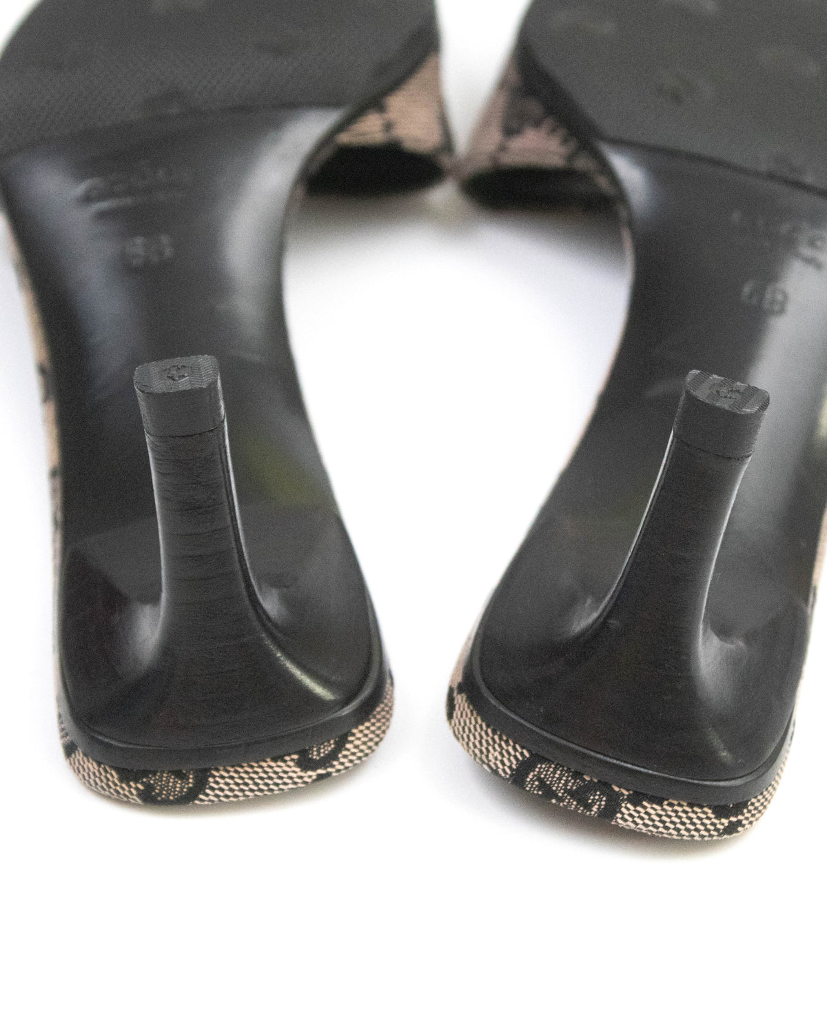 Vintage Gucci Monogram Canvas Square Toe Mule Heels / 36 (US 6)