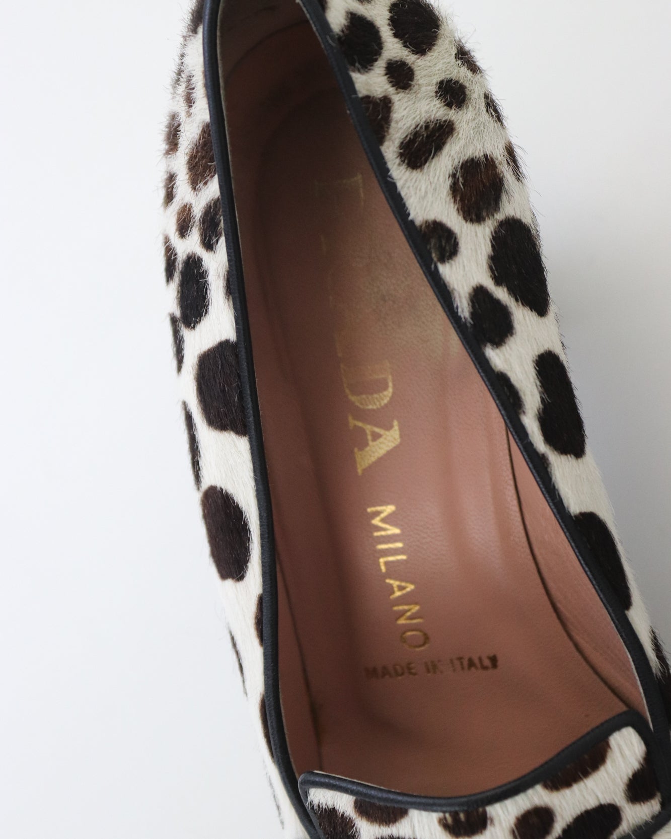 Vintage F/W 1995 Prada Dalmatian Pony Hair Loafers As seen on Carolyn Bessette Kennedy