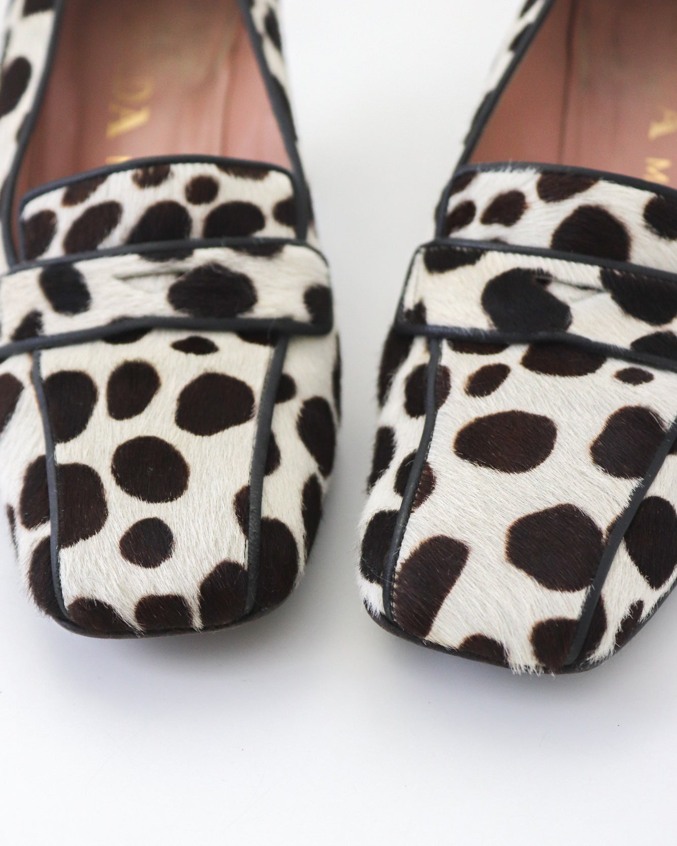 Vintage F/W 1995 Prada Dalmatian Pony Hair Loafers As seen on Carolyn Bessette Kennedy