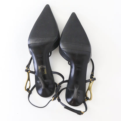 Vintage Gucci by Tom Ford Black Leather Metal Horsebit Detail Heels / 36.5 (US 6.5)