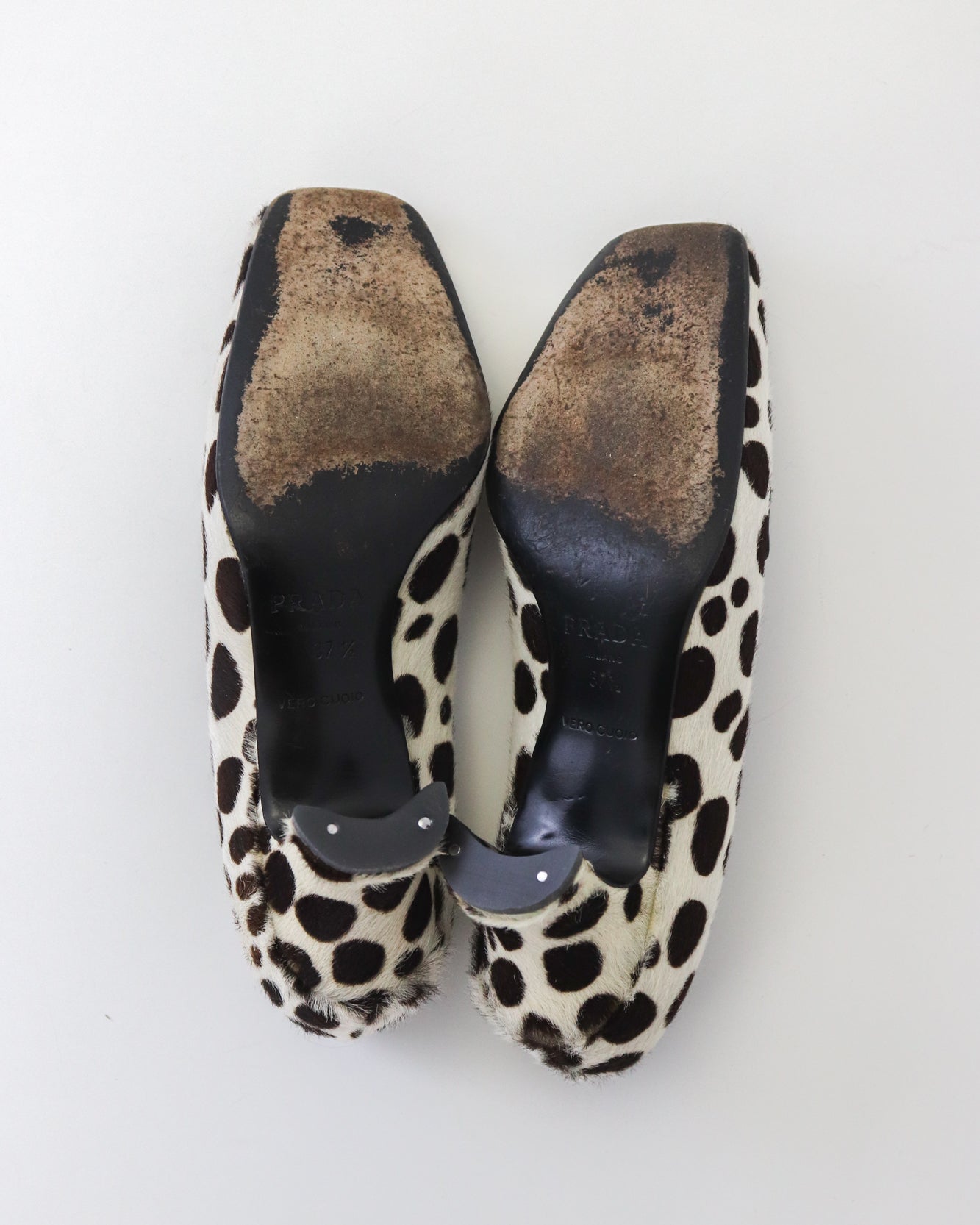 Vintage F/W 1995 Prada Dalmatian Pony Hair Loafers As seen on Carolyn Bessette Kennedy