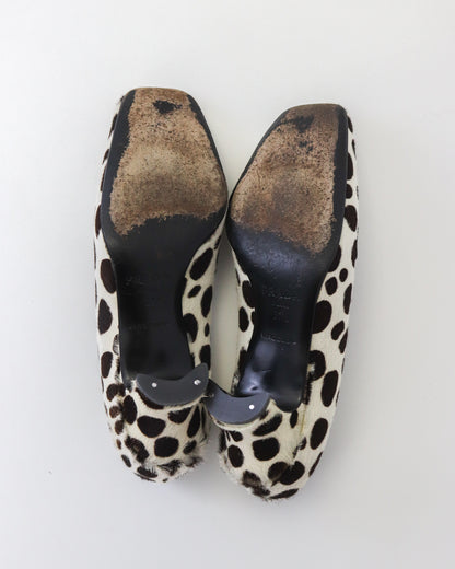 Vintage F/W 1995 Prada Dalmatian Pony Hair Loafers As seen on Carolyn Bessette Kennedy