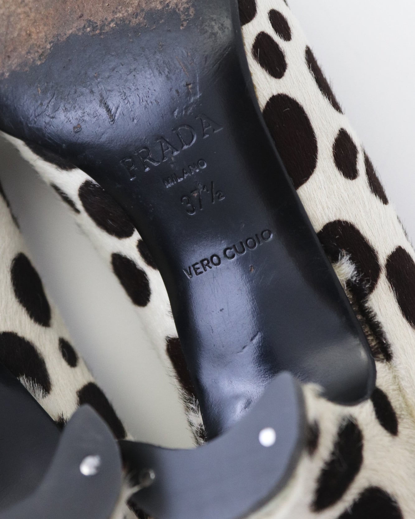 Vintage F/W 1995 Prada Dalmatian Pony Hair Loafers As seen on Carolyn Bessette Kennedy