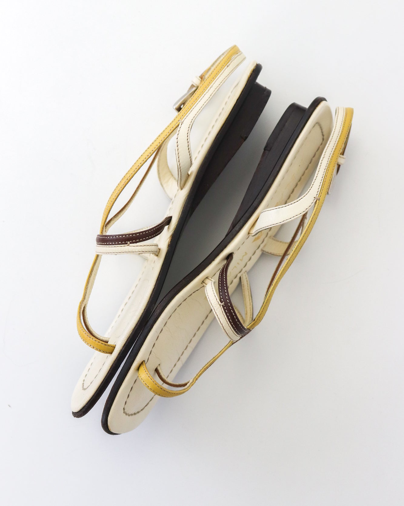 Vintage Prada Leather Flat Sandals As seen on Carolyn Bessette Kennedy / 34.5 (US 4.5)