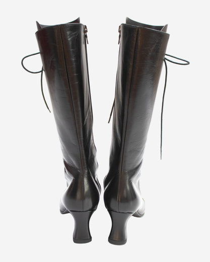 Vintage F/W 2001 Prada Black Lace Up Victorian Boots / 36.5 (US 6.5)