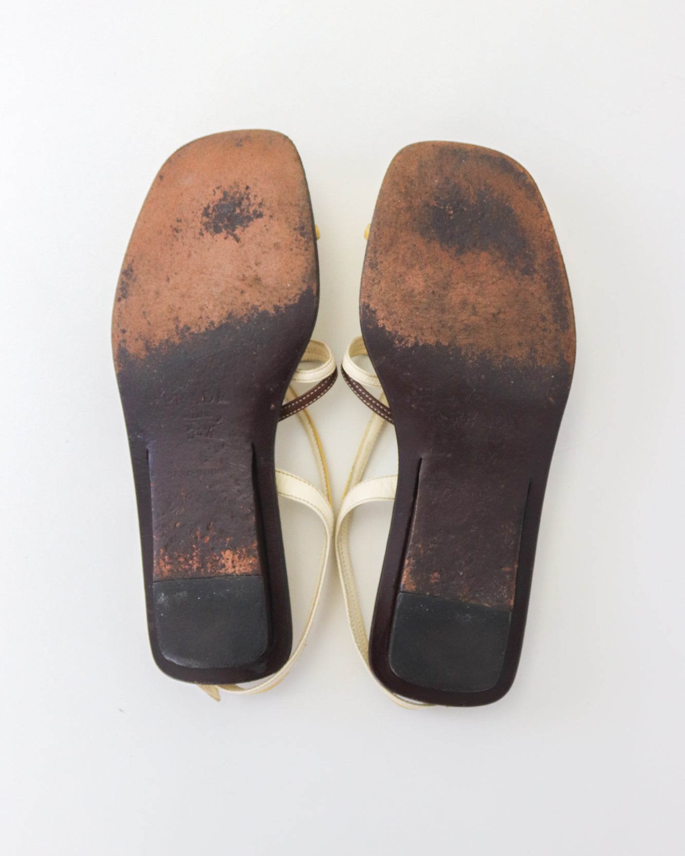 Vintage Prada Leather Flat Sandals As seen on Carolyn Bessette Kennedy / 34.5 (US 4.5)