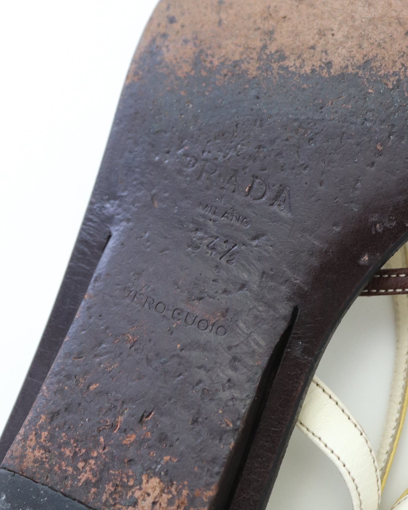 Vintage Prada Leather Flat Sandals As seen on Carolyn Bessette Kennedy / 34.5 (US 4.5)