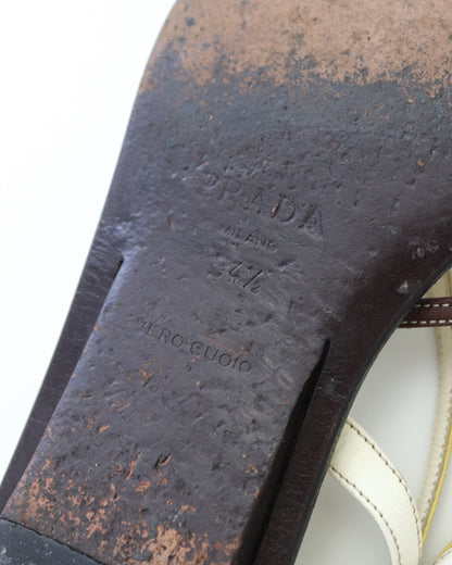 Vintage Prada Leather Flat Sandals Carolyn Bessette Kennedy / 34.5 (US 4.5)