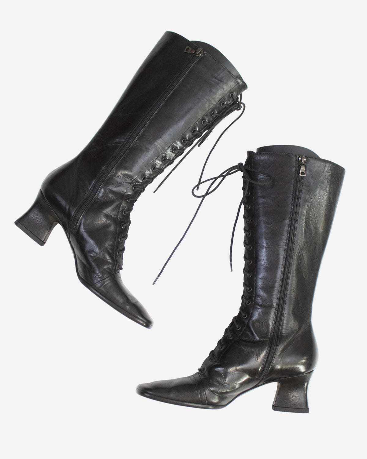 Vintage F/W 2001 Prada Black Lace Up Victorian Boots / 36.5 (US 6.5)