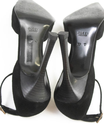Vintage Gucci by Tom Ford Black Classic Stiletto Mary Jane Pumps / 37 (US 7)