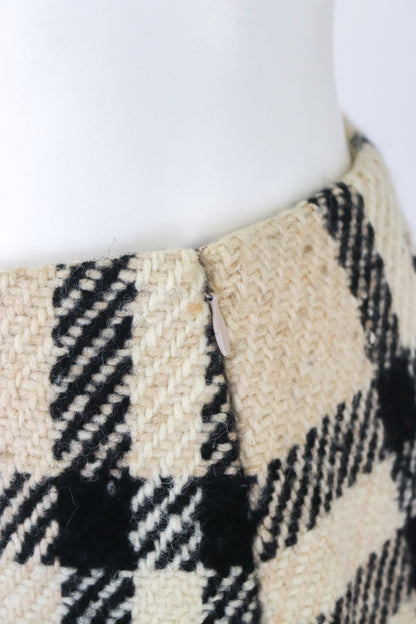 Vintage F/W 2000 Burberry Classic Giant Nova Check Thick Textured Wool Midi Skirt / S