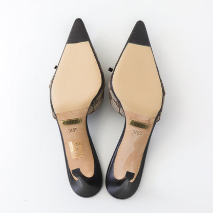 Vintage Gucci GG Monogram Mules Leather Bow Detail Heels / 36.5 (US 6.5)