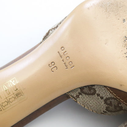 Vintage Gucci by Tom Ford Beige GG Monogram Mules Chain Horsebit Heels / 39 (US 9)