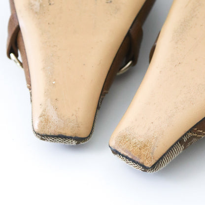 Vintage Gucci by Tom Ford Beige GG Monogram Mules Chain Horsebit Heels / 39 (US 9)