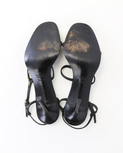 Vintage Gucci by Tom Ford Leather Strappy Sandals Metal Horsebit Detail / 38.5 ( US 8.5)