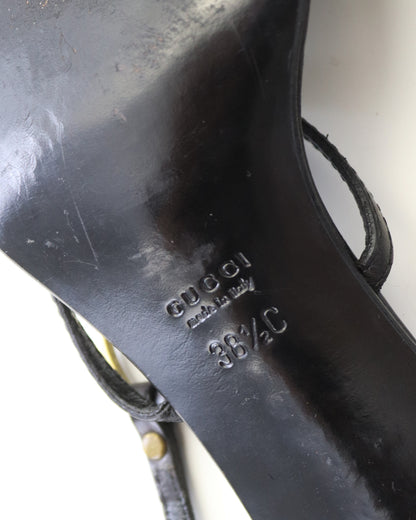 Vintage Gucci by Tom Ford Leather Strappy Sandals Metal Horsebit Detail / 38.5 ( US 8.5)