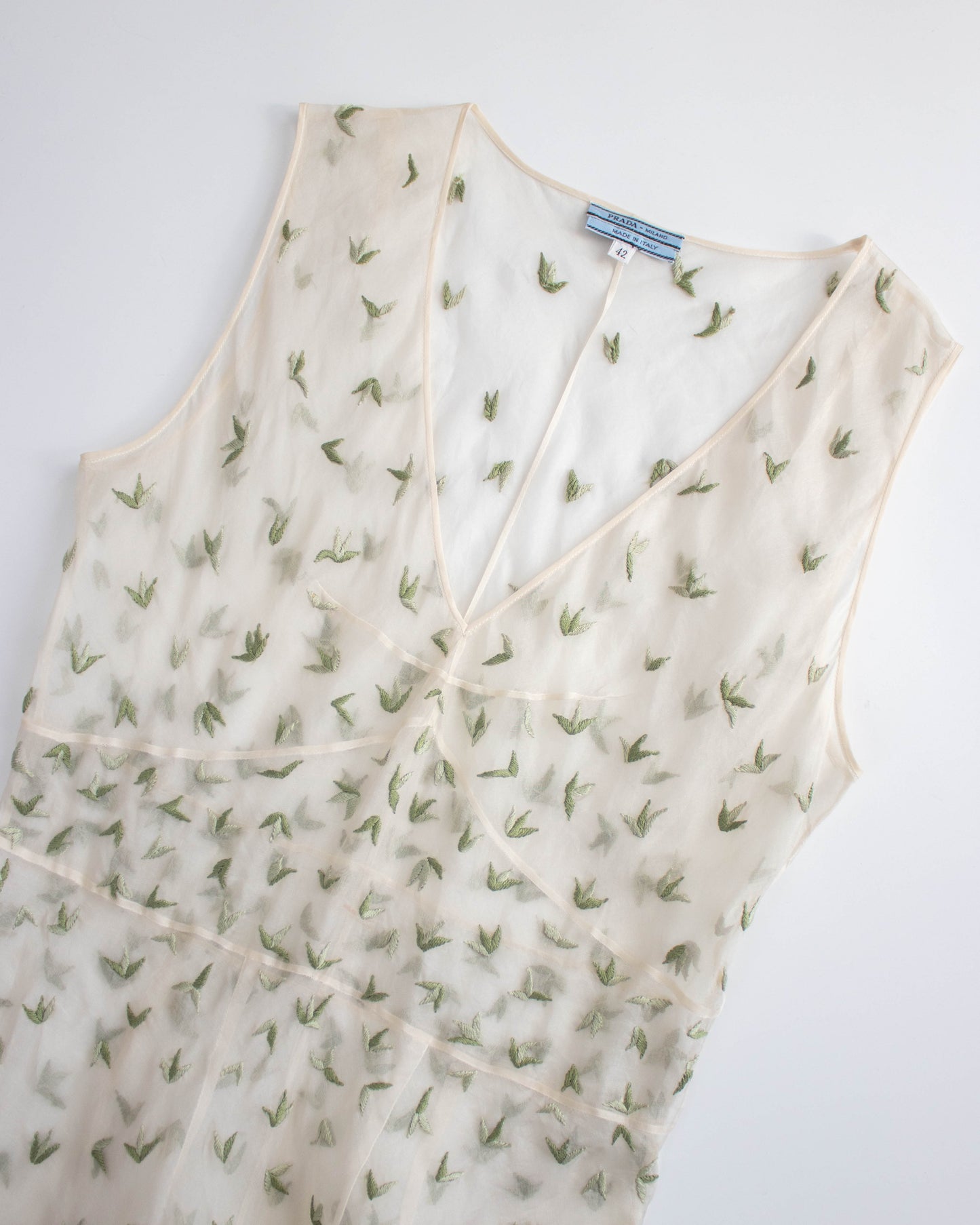 Vintage S/S 1995 Prada Sheer Embroidered Runway Dress / IT 42 (S)