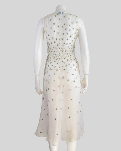 Vintage S/S 1995 Prada Sheer Embroidered Runway Dress / IT 42 (S)