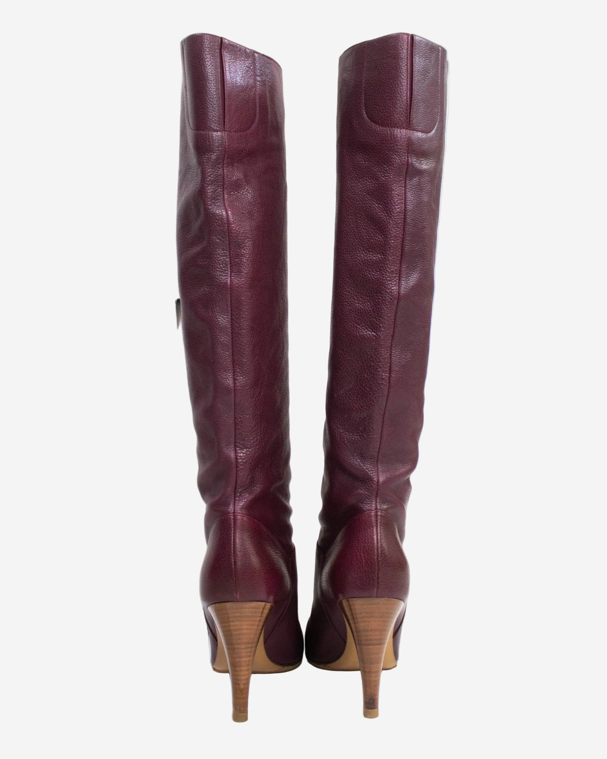 Vintage Chanel Burgundy Caviar Leather CC Logo Boots / 37 (US 7)