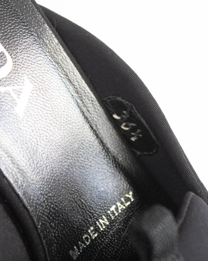 Vintage F/W 1999 Prada Black Nylon Kitten Heel Mules / 36.5 (US 6.5)