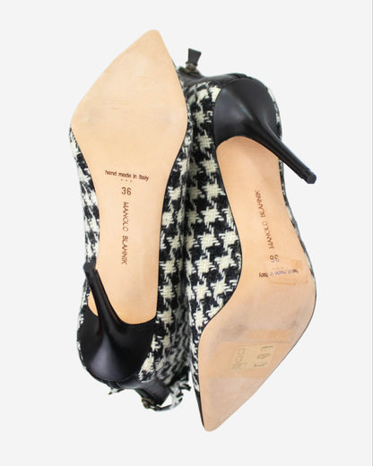 Manolo Blahnik Gagri Houndstooth Ankle Boots / 36 (US 6)
