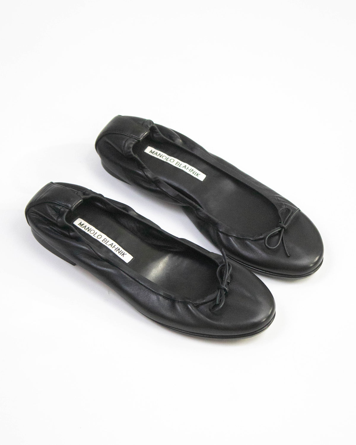 Manolo Blahnik Tobaly Black Soft Leather Ballet Flats / 35 (US 5)